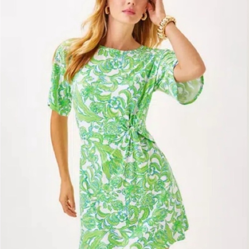 Lilly Pulitzer Green and White Floral Dress new